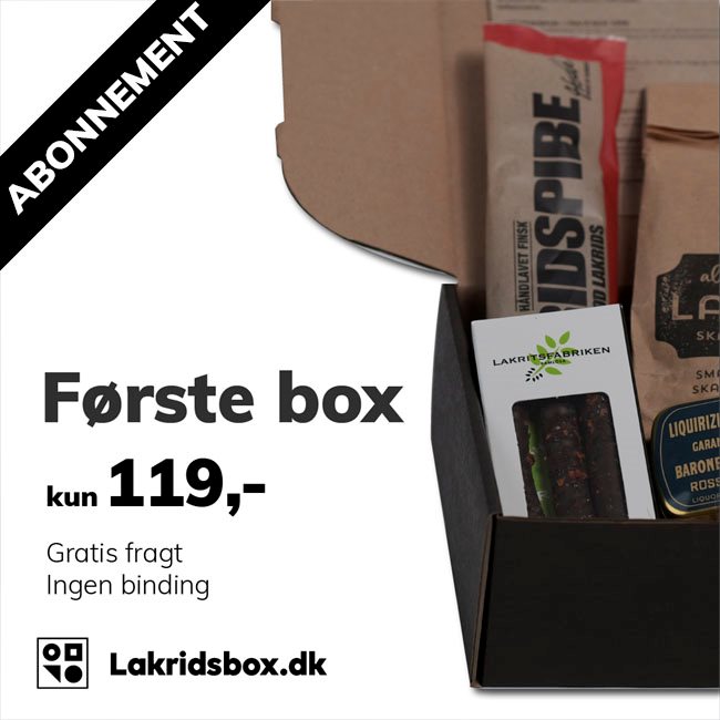 Lakridsbox hver 2. måned  - Opstart d. 1. i næste måned